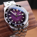 PHOIBOS Voyager GMT 100M Automatic Diver Watch PY058E Royal Purple Sunray #PY058H