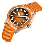PHOIBOS Argo Bronze Automatic Dive Watch with Spiral Sunray Orange Dial #PY057G