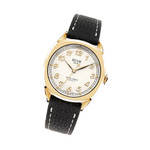 KUOE Royal Smith 90-008 Goldtone 34mm Dress Watch with Ivory Dial #RS90008-GD-GD
