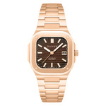 Duxot Quadrata Automatic in Walnut Brown #DX-2073-55