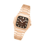 Duxot Quadrata Automatic in Walnut Brown #DX-2073-55