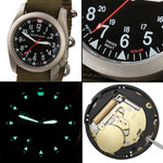 Bertucci A-4TS Super Yankee Solar with Black Dial and Olive Strap #13906