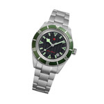 Red Star SEA STAR Watch with Black Dial and Green Bezel #7074G-E
