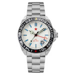 Red Star SEA STAR 4 GMT Watch with Silver Dial and Passive Luminous Tubes #8759G-B
