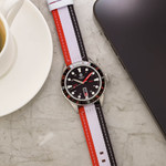 Varsity Automatic Watch with Black Dial, Red and White Accents #VW-05