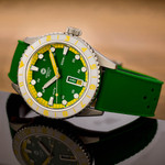 Varsity Automatic Watch with Green Dial, Yellow and White Accents #VW-08