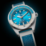 Squale Matic S Light Blue Watch with Leather-Rubber Strap #MATICLBWLB.RLWLB