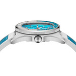 Squale Matic S Light Blue Watch with Leather-Rubber Strap #MATICLBWLB.RLWLB