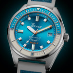 Squale Matic S Light Blue Watch with Leather-Rubber Strap #MATICLBWLB.RLWLB