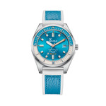 Squale Matic S Light Blue Watch with Leather-Rubber Strap #MATICLBWLB.RLWLB
