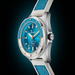Squale Matic S Light Blue Watch with Leather-Rubber Strap #MATICLBWLB.RLWLB