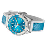 Squale Matic S Light Blue Watch with Leather-Rubber Strap #MATICLBWLB.RLWLB