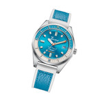 Squale Matic S Light Blue Watch with Leather-Rubber Strap #MATICLBWLB.RLWLB