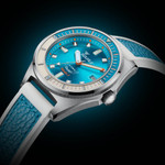 Squale Matic S Light Blue Watch with Leather-Rubber Strap #MATICLBWLB.RLWLB
