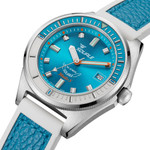 Squale Matic S Light Blue Watch with Leather-Rubber Strap #MATICLBWLB.RLWLB