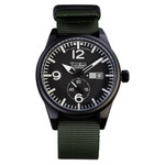 Techne Harrier Aviator Quartz Watch with 41mm Black Aluminum Case #386.122