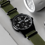 Techne Harrier Aviator Quartz Watch with 41mm Black Aluminum Case #386.122