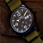 Techne Harrier Aviator Quartz Watch with 41mm Black Aluminum Case #386.122