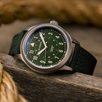 Islander Babylon HV1000 Titanium Solar Field Watch with Olive Dial #ISL-335