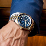 Duxot Tortuga Automatic Two-Tone Dive Watch with Blue Dial #DX-2026-44