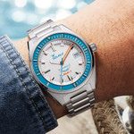 Squale Matic S White Dial Watch with Mosaic Rubber Strap #MATICLBWT.MRWT
