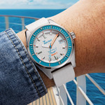 Squale Matic S White Dial Watch with Mosaic Rubber Strap #MATICLBWT.MRWT