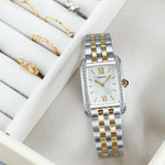 Seiko Women's Rectangular Case Two-Tone Dress Watch #SWR093