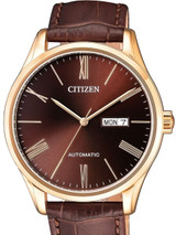 Citizen Automatic Brown Dial Watch with Brown Leather Strap #NH8363-14X