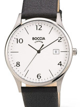 Boccia Mens Thin Quartz Dress Watch with 40mm Titanium Case and Leather Strap #3585-01