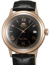 Scratch and Dent - Orient Rose Goldtone Bambino Automatic Dress Watch with Black Dial, Roman Numerals #ER24008B