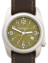 Bertucci A-2T Olive Dial Titanium Watch with Brown Leather Strap #12020 Bertucci A-2T Olive Dial Titanium Watch with Brown Leather Strap #12020