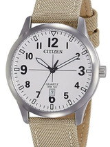 Citizen White Dial Quartz Watch with Tan Nylon Strap #BI1050-05A