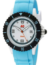 40Nine White Plastic 40mm Case with Blue Silicone Rubber Strap #40NINE03-BLUE40