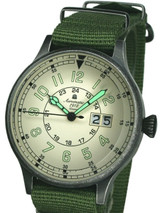 Aeromatic 1912 Retro Military Watch with Big Date and Aged Patina Case  #A1254G