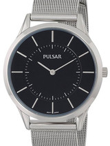 Pulsar Black Dial Quartz Watch with Matching Mesh Bracelet #PTA499X