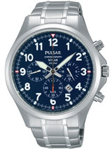 Pulsar Solar Quartz Chronograph Watch with Stopwatch and 24-Hour Sub-Dial #PX5037