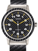 Aristo Swiss Automatic Pilot's Watch with Carbon Fiber Dial, Bracelet and Bezel #7H83