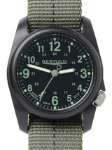 Bertucci DX3 Field Resin Watch, Dash-Striped Nylon Strap, Black Dial - 11040