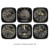 Trintec Six Piece Vintage Aviation Instrument Shaped Coaster Set #9045