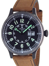 Aeromatic 1912 Retro Styled Aviator Quartz Watch, Aged Patina Case #A1254B