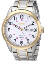 Seiko Railroad-Style Solar Watch with 43mm Case, 12 and 24 Hour Scale #SNE370