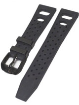 Squale 1521 OEM 20mm Black Tropic Rubber Dive Watch Strap #1521-TROP-Black-PVD