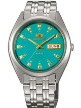 Orient Automatic Watch with Green Dial, Day-Date and SS Bracelet #AB00009N