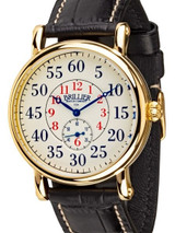 Brillier 43mm Americana Chapter 2 Railroad Swiss Quartz Watch with Calfskin Leather Strap #BR-08