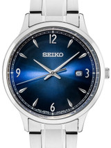 Seiko 40mm Classic Quartz Watch with Radiant Blue Dial and Stainless Steel Bracelet #SGEH89