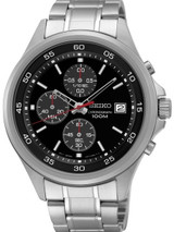 Seiko Black Dial Chronograph with Sixty-Minute Stopwatch #SKS477