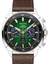 Seiko Solar Quartz Chronograph with Stop-Watch and 24-hour Sub-Dial  #SSC513