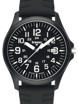 Traser Officer Pro Black PVD Steel Case Watch on Rubber Strap #100229