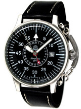 Aeromatic 1912 Automatic 24 Hour Watch, Black Dial and Spring Crown Guard #A1395