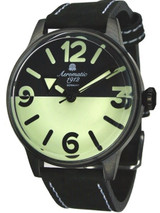 Aeromatic 1912 Retro Styled Quartz Watch, Black PVD Case #A1367